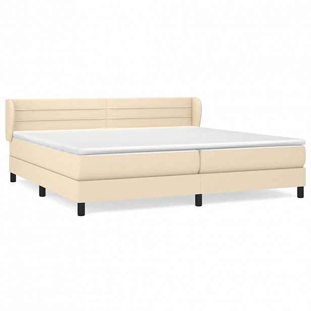 vidaXL Box spring postel s matrací krémová 200x200 cm textil