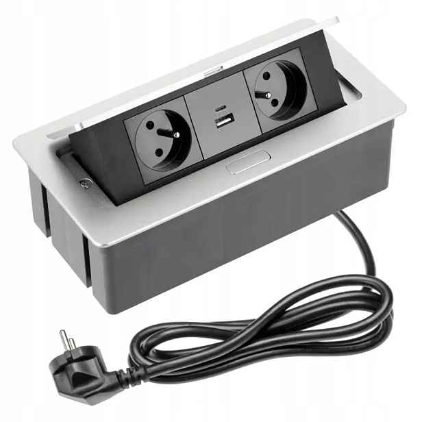 Gtv Zásuvka stolní prodlužovací kabel stolní dvojitý Usb A+c alu