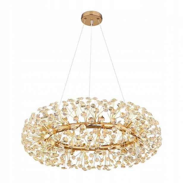 Lukkolight Závěsná křišťálová lampa kulatá 20xG9 Ø80 cm zlatá