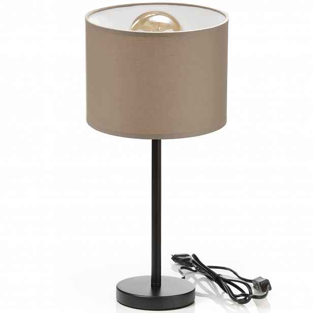 Noční Lampa Stolní Stínítko Hnědá Kašmír Béžová E27 Led Pl