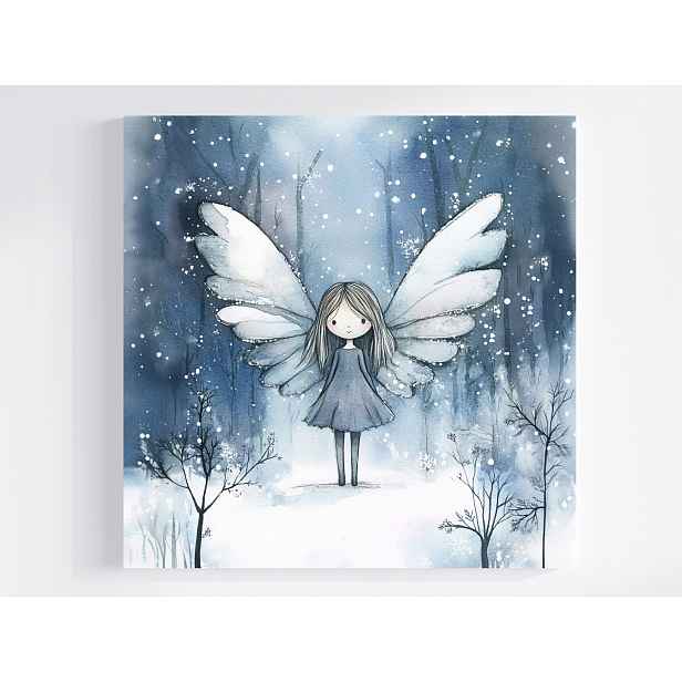 Obraz Na Plátně Obraz Na Plátně Dívka Víla Anděl Zima Sníh Pohádka 50x50
