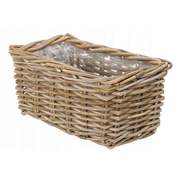 Ratanová Krabička Na Rostliny 40x23x20 CM Dekorativní Květináč Šedo-hnědá