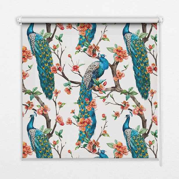 TULUP VNITŘNÍ roleta - okenní roleta - roleta - 60x140 cm - Páv na větvi