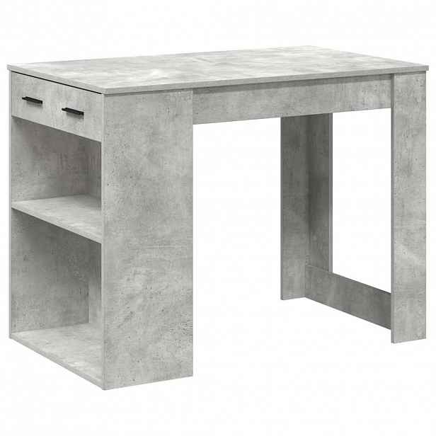 vidaXL Psací stůl se zásuvkou a policí betonově šedý 102x62x77,5 cm