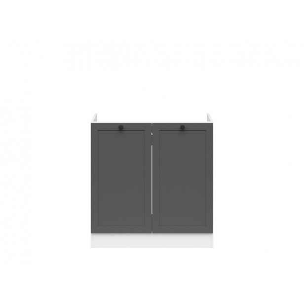 JAMISON, skříňka pod dřez 80 cm bez pracovní desky, bílá/grafit