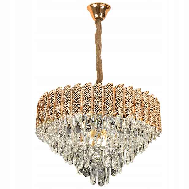 Křišťálový Lustr Závěsné Stropní Svítidlo Zlatá E14 Glamour Salon 50 cm