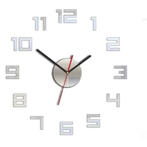 ModernClock Nástěnné samolepící hodiny Digit 50 cm zrcadlové