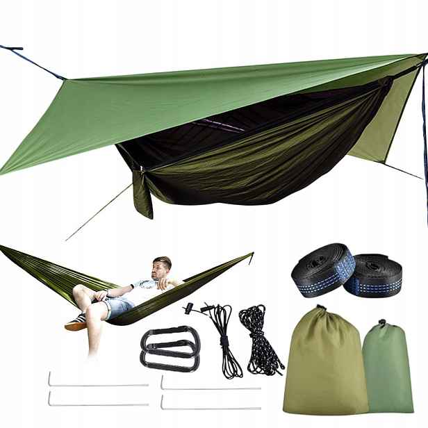 Přenosná Turistická Zahradní Houpací Síť Boho Silná 140×290 CM 200 Kg Taška