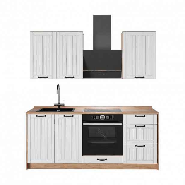 Vicco JEDNOTKOVÁ KUCHYNĚ Fame-Line, Bílý venkovský dům/Zlatý mocný dub, 190 cm, PD Dub
