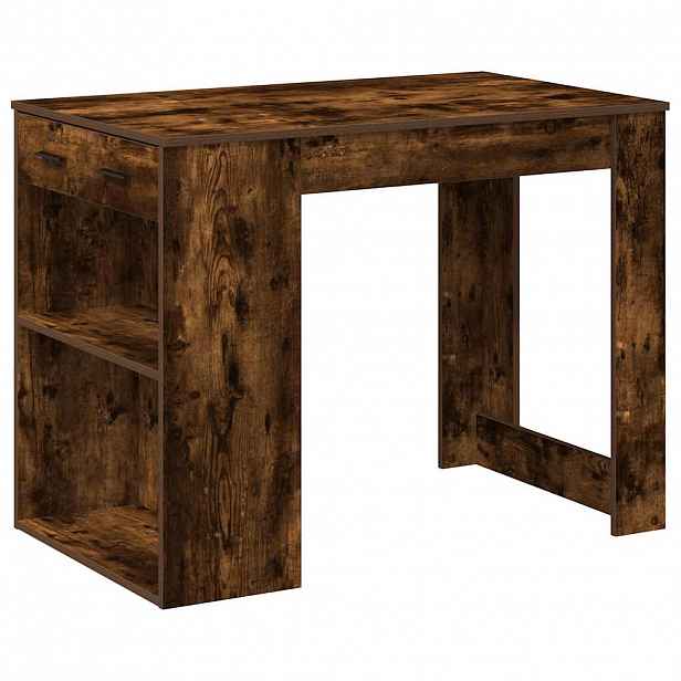 vidaXL Psací stůl se zásuvkou a policí kouřový dub 102x62x77,5 cm