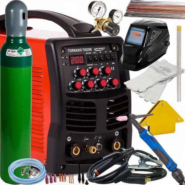 Weldman Tornado Tig 200 Ac/dc Hf Puls Svařovací stroj Tig Mma Mosfet Igbt SET1