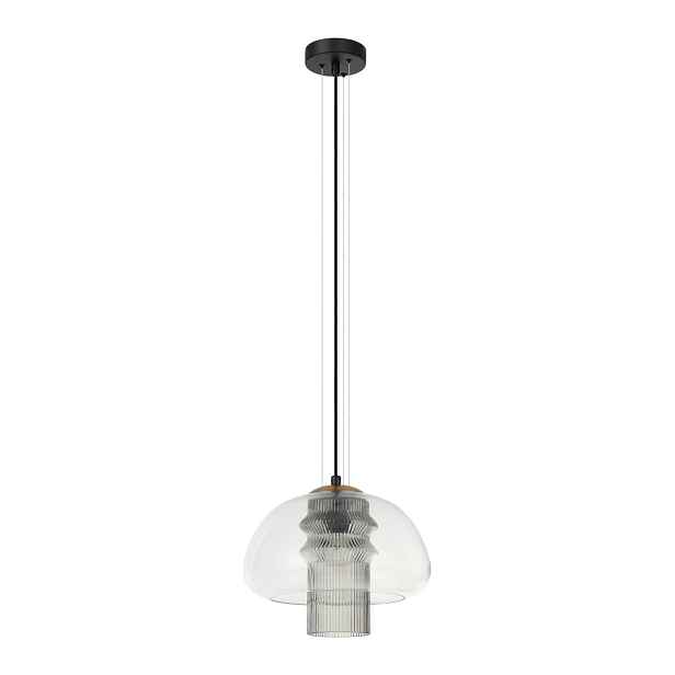 Závěsná lampa Italux Feder černá, skleněné stínítko E27 40W, dekorativní