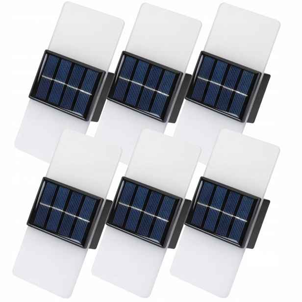 6 x Solární nástěnné svítidlo Solární lampa Akryl Led Venkovní senzor soumraku