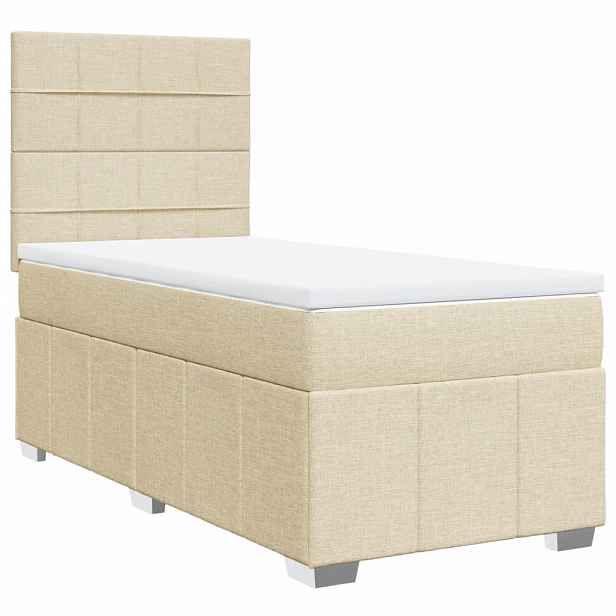 vidaXL Box spring postel s matrací krémová 90x200 cm textil