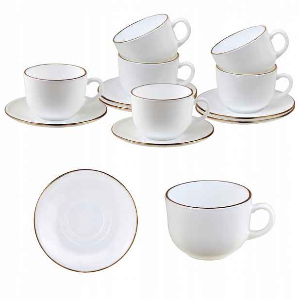 Sada 6 šálků s podšálky na čaj, elegantní jako dárek, 210 ml