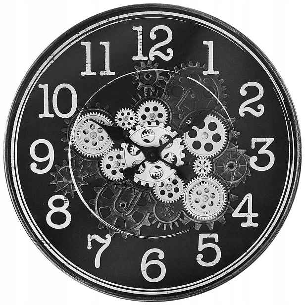 Velké Černé Pohyblivé Retro Nástěnné Hodiny Mpm E01.4328.90 51 cm