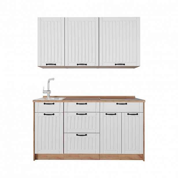Vicco JEDNOTKOVÁ KUCHYNĚ Fame-Line, Bílý venkovský dům/Zlatý mocný dub, 150 cm, PD Dub