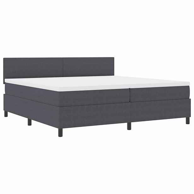 vidaXL Postel s boxspringem s čelo Tmavě šedá a bílá 200 x 200 cm