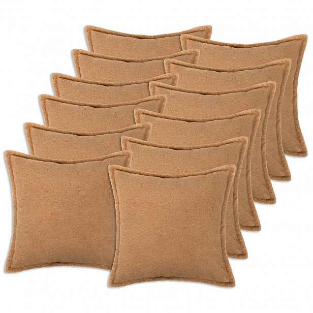 vidaXL Povlak na polštář 12 pcs HOUTEN Béžová 45 x 45 cm Bouclé