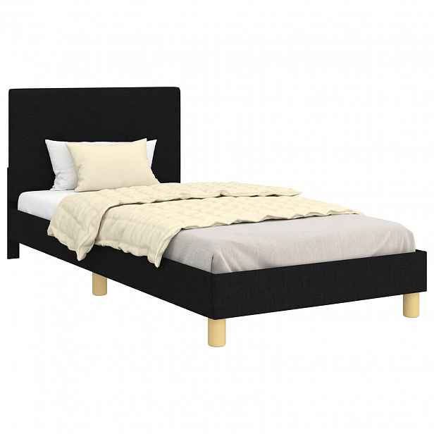 vidaXL Rám postele pro děti s čelem s čelo Černá 90 x 190 cm textil