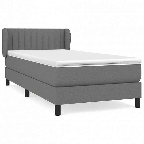 vidaXL Box spring postel s matrací tmavě šedá 80 x 200 cm textil
