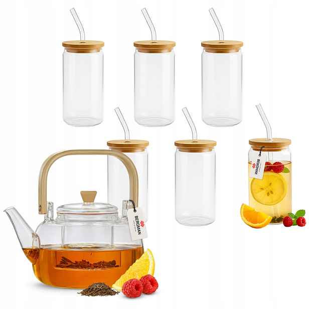 Bergman – Džbán 1000 ml 6 plechových sklenic 550 ml