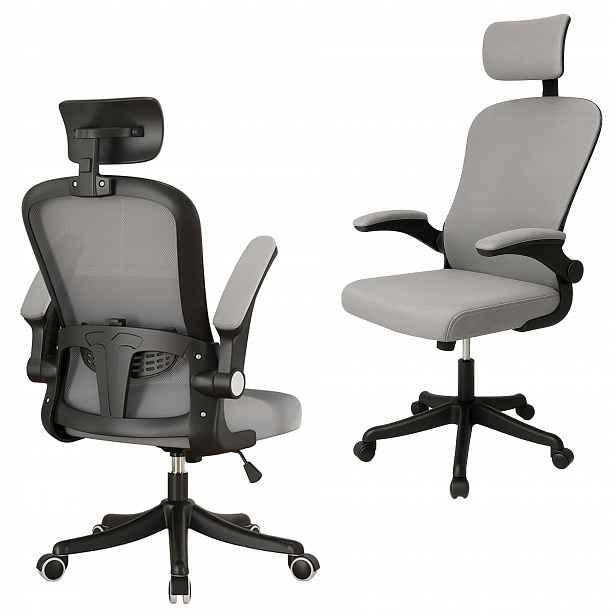 Ergonomická Kancelářská Židle Se Síťkou A Opěrkou Hlavy, Černá