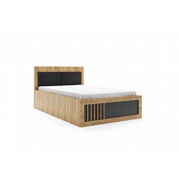 Jednolůžková postel 120x200 ORYNA - dub craft zlatý / černá