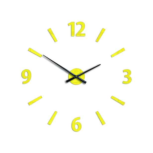 ModernClock Nástěnné samolepící hodiny Klaus 75 cm žluté