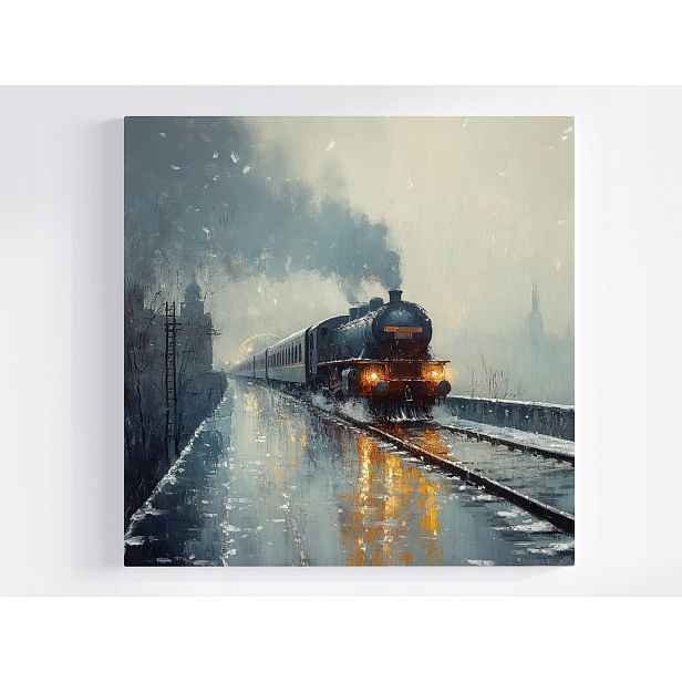 Obraz Na Plátně Canvas Železnice Vintage Vlak Parní Dráha Zimní Sníh 60x60