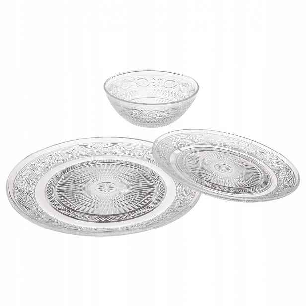 Skleněná jídelní servis Renaissance 18 dílů, dezertní talíř kulatý, pro 6 osob