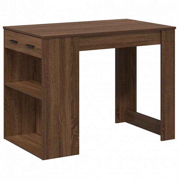 vidaXL Psací stůl se zásuvkou a policí hnědý dub 102x62x77,5 cm