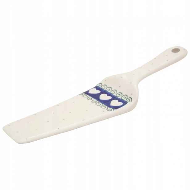Lopatka na dort 24.5 cm Umělecká keramika Bolesławiec dek 0375 Srdce