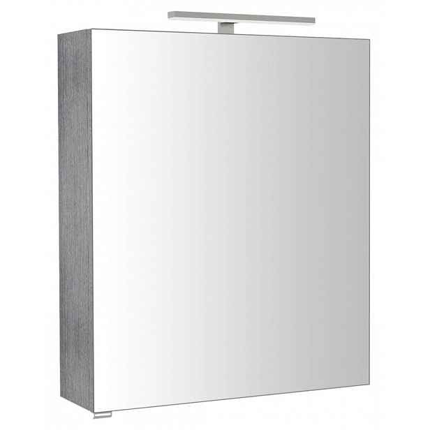 Sapho Riwa - Zrcadlová skříňka s LED osvětlením 60x70x17 cm, dub stříbrný RIW060-0011