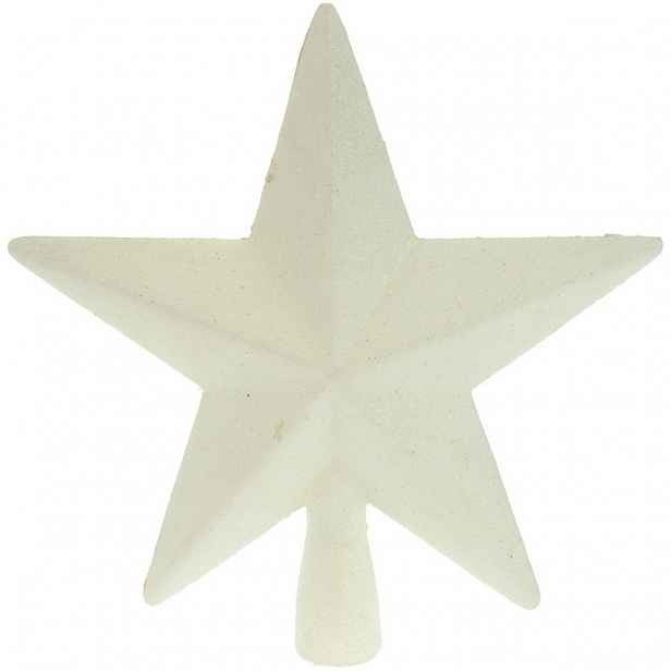Vánoční špička na stromeček hvězda Oliveri bílá, 19 x 5 cm