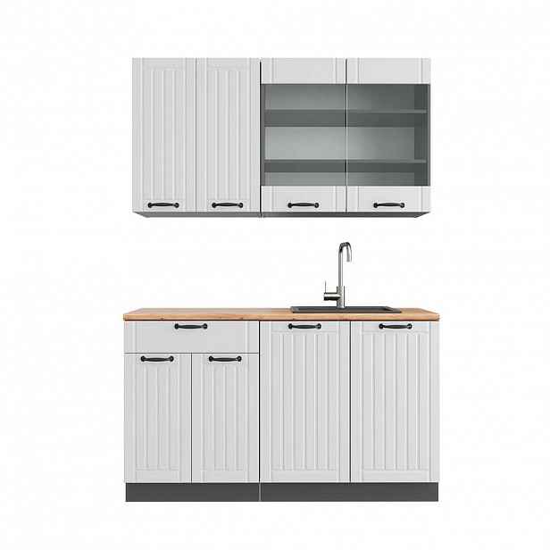 Vicco JEDNOTKOVÁ KUCHYNĚ Fame-Line Bílý venkovský dům/antracit 140 cm , PD Dub