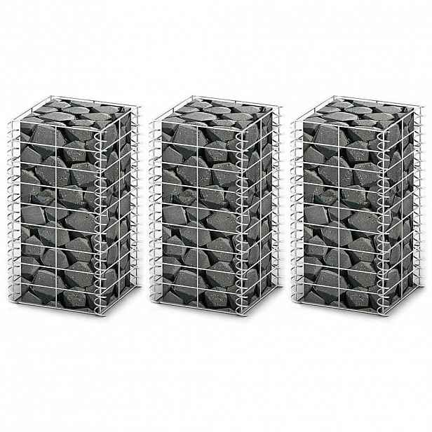 vidaXL Sada gabionů 3 ks pozinkovaný drát 25 x 25 x 50 cm