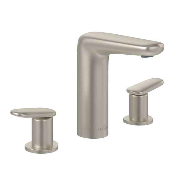 Villeroy & Boch Antao - Umyvadlová baterie s výpustí Push-Open, 3-otvorová instalace, matný kartáčovaný nikl TVW11100100064