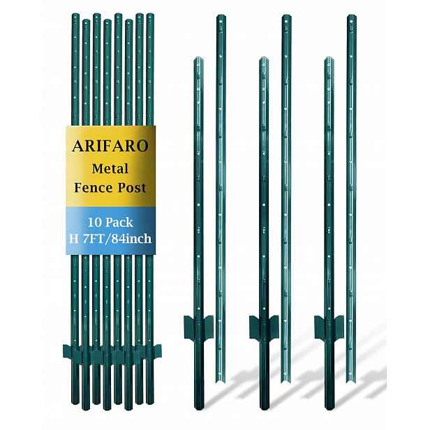 Kovové plotové sloupky Arifaro 215 cm ve tvaru písmene, 10 ks