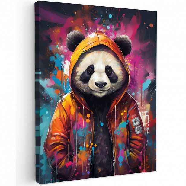 MuchoWow OBRAZ NA PLÁTNĚ Panda - Bunda - Graffiti - Oranžová 30x40 cm