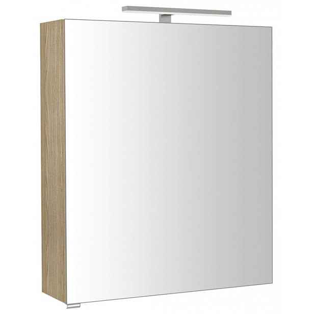 Sapho Riwa - Zrcadlová skříňka s LED osvětlením 60x70x17 cm, jilm bardini RIW060-0013