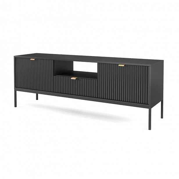 TV stolek se skříňkami a zásuvkou LORET 154x39 cm, černý