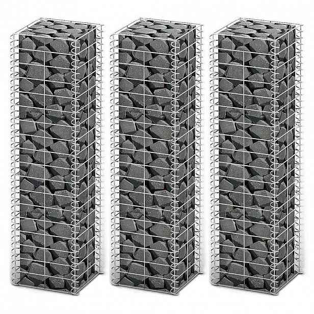vidaXL Sada gabionů 3 ks pozinkovaný drát 25 x 25 x 100 cm