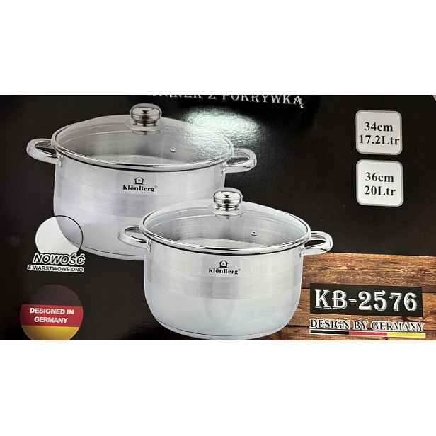 2KS Gastronomických Hrnců Klonberg KB-2576 17/2,20 L, Průměr 34/36