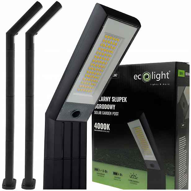 2x Solární Zahradní Lampa Led Zapichovací sloupek Snímač soumraku 4000K Zahrada