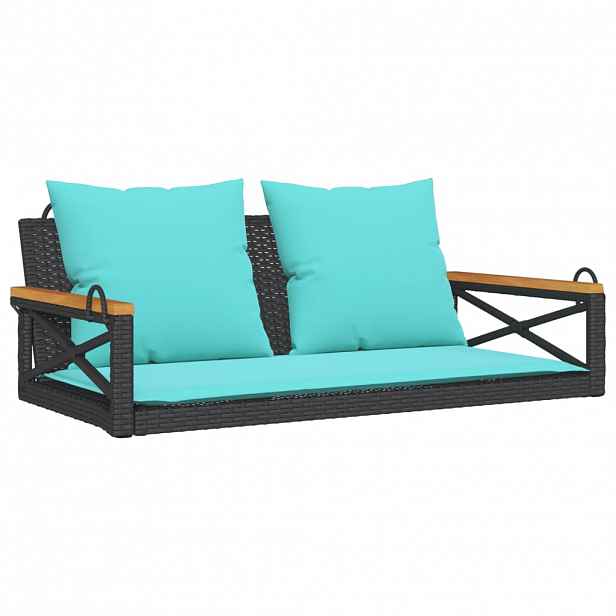 vidaXL Houpací lavice s poduškami černá 109 x 62 x 40 cm polyratan