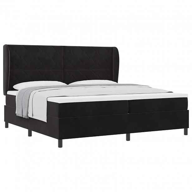 vidaXL Postel s boxspringem s čelo Černý 200 x 200 cm samet