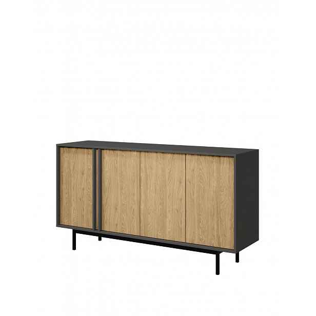 Komoda do obývacího pokoje 163 cm na nožičkách (Reg6 Alsy antracit/dub olejovaný)