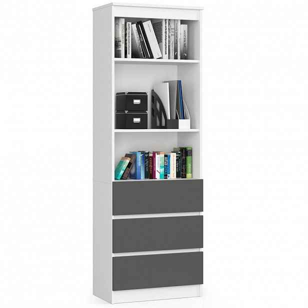 RAUMHIRSCH FURNITURE STOJANOVÝ REGÁL bílý, grafitově šedý 180/60/35