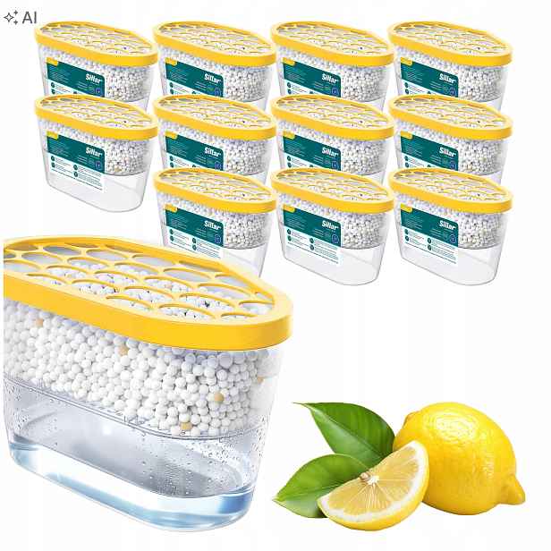 12 x Pohlcovač vlhkosti odvlhčovač vzduchu na vlhkost citronový 600 ml Sillar